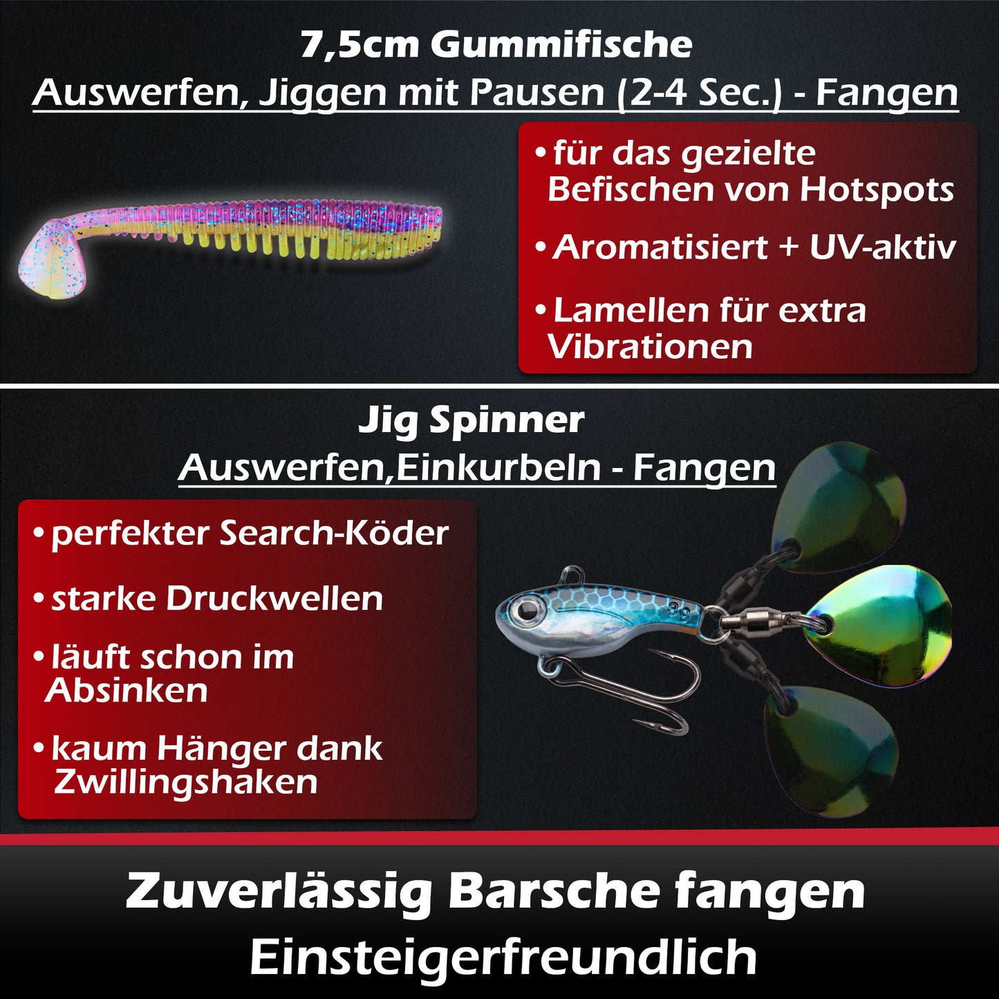 Barsch Komplett Set Firetiger Spinnrute 5-20g + 2000 Rolle
