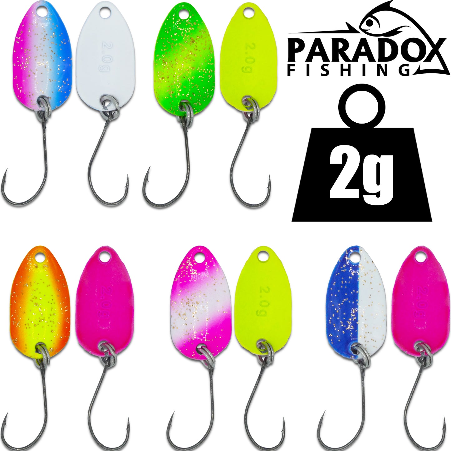 Forellen Spoon Set I 10 Spoons 2g mit Spoon Box und 5 Snaps