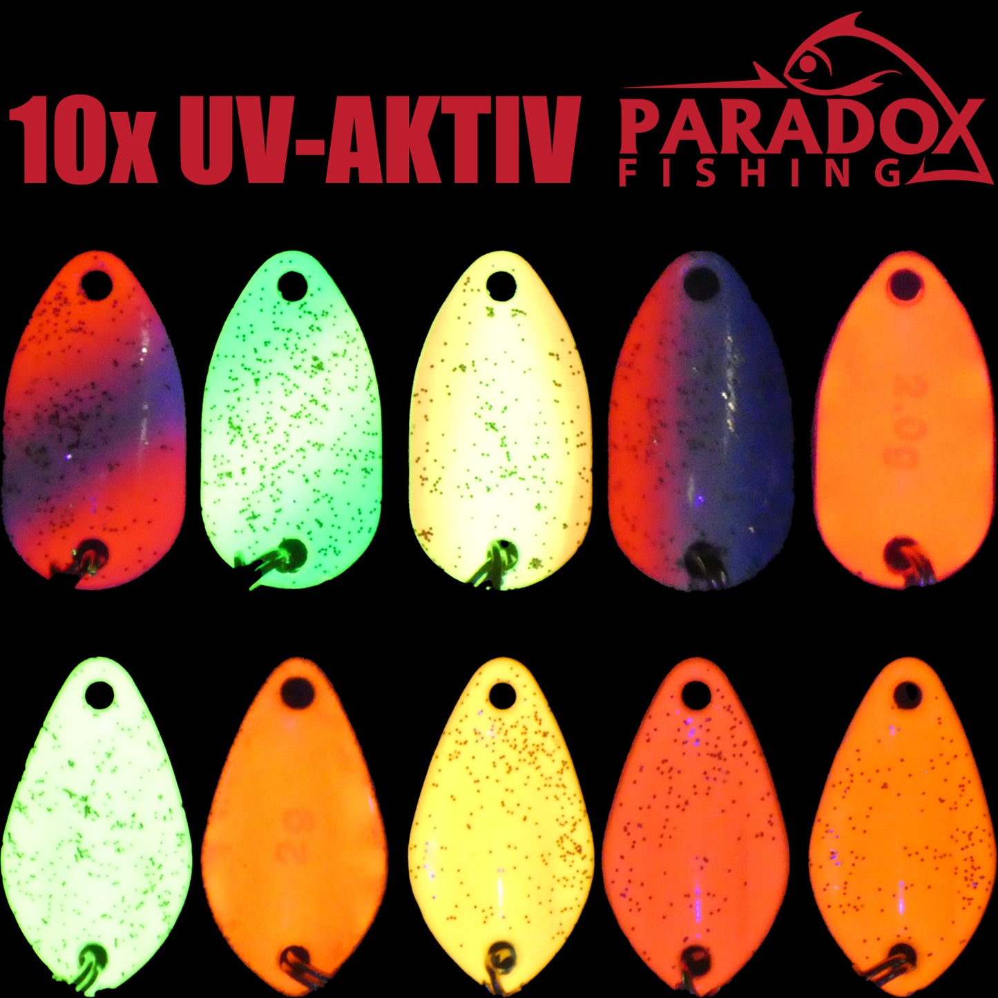Forellen Spoon Set I 10 Spoons 2g mit Spoon Box und 5 Snaps