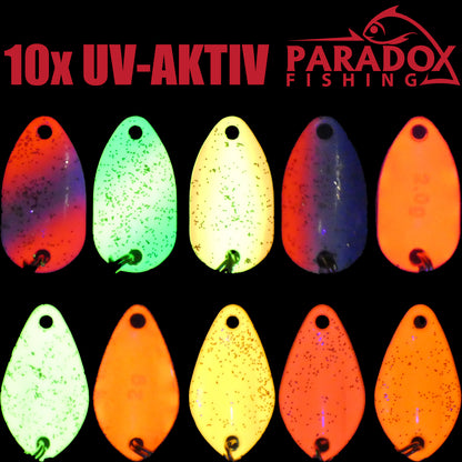 Forellen Spoon Set I 10 Spoons 2g mit Spoon Box und 5 Snaps