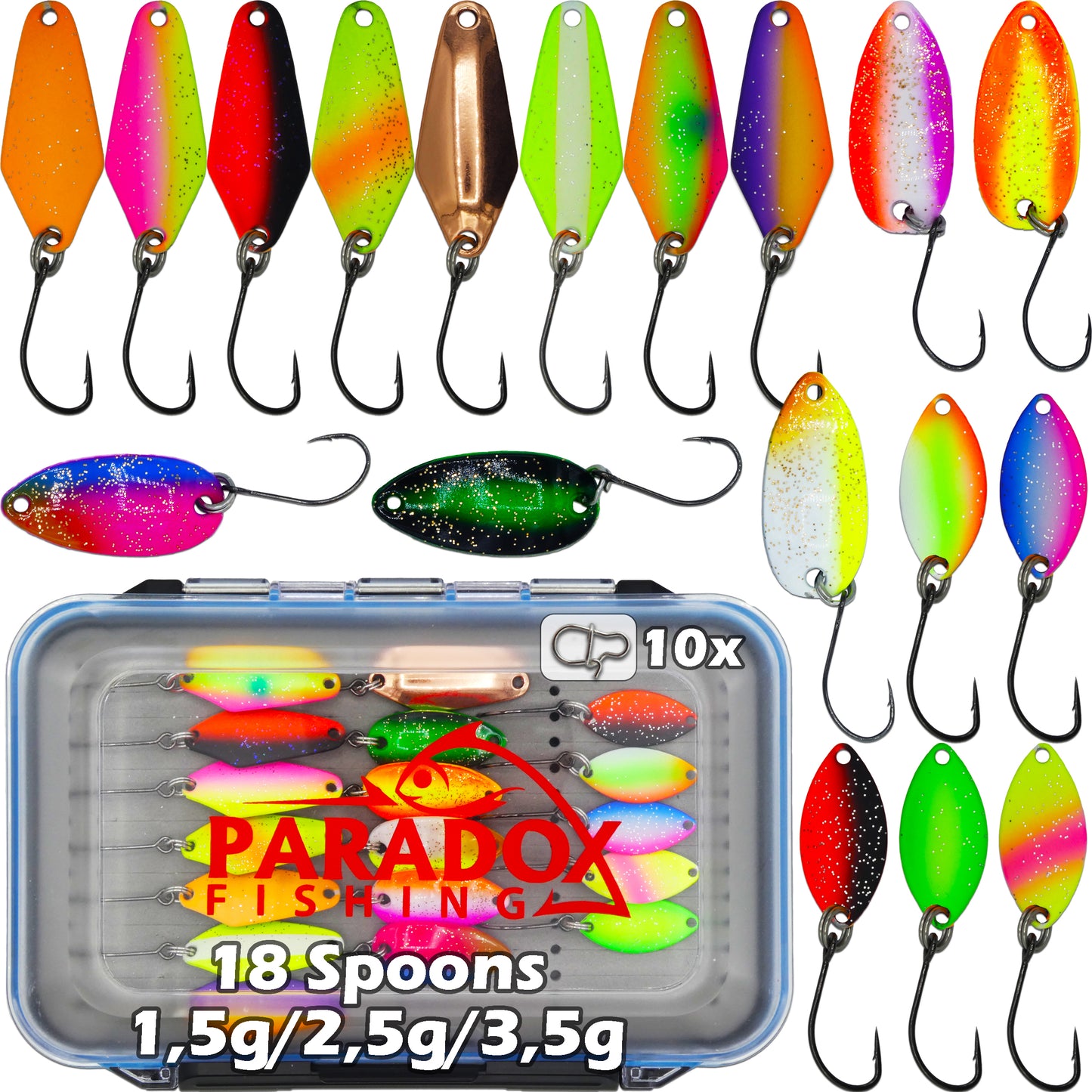 Forellen Spoon Start Set 18 Spoon 1,5g/2,5g/3,5g mit Box