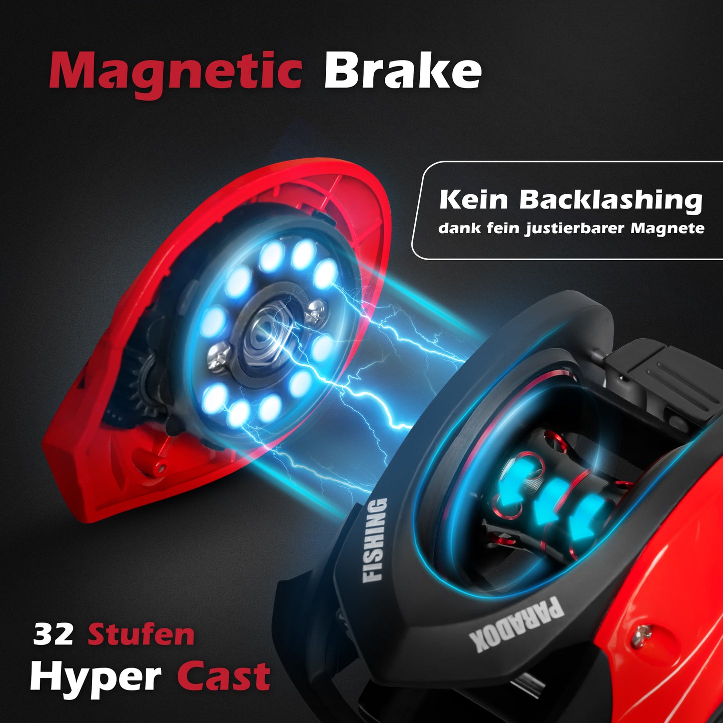 Hyper Cast Baitcast Rolle mit Magnetbremse Rechtshänder
