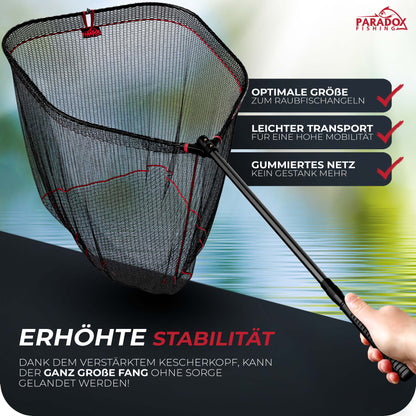 Raubfisch Kescher 1,7m mit gummierten Netz