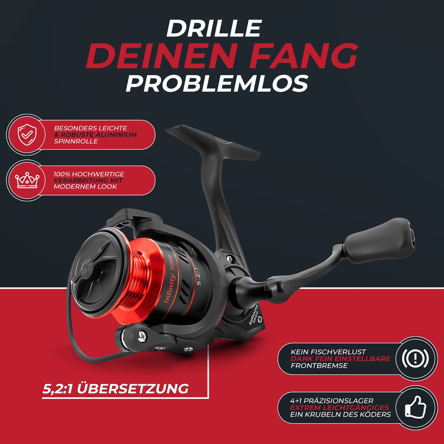 Firetiger Spinnrute 210/240/270 5-20g/15-35g/20-60g mit Infinity Spinnrolle