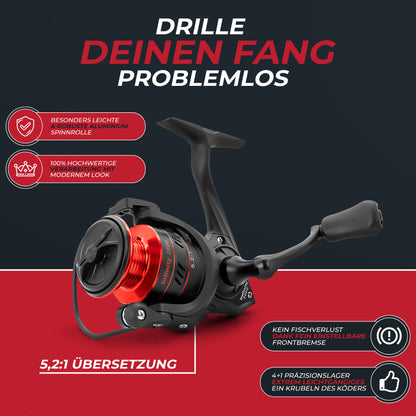 Firetiger Spinnrute 210/240/270 5-20g/15-35g/20-60g mit Infinity Spinnrolle und 150m 8x geflochtene Schnur