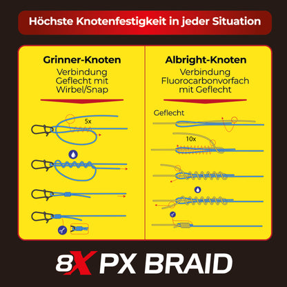 8x PX geflochtene Angelschnur 0,07mm-0,28mm 150m/500m Chartreuse Gelb/Tarngrün