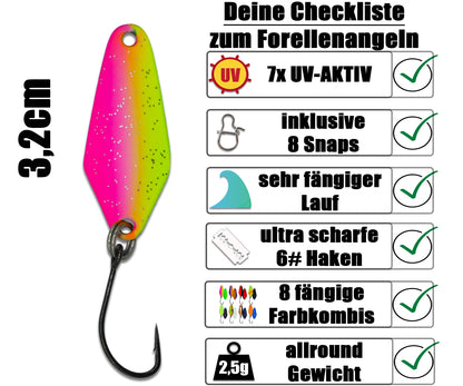Neon Forellen Spoon Set 2,5g 8 Stück