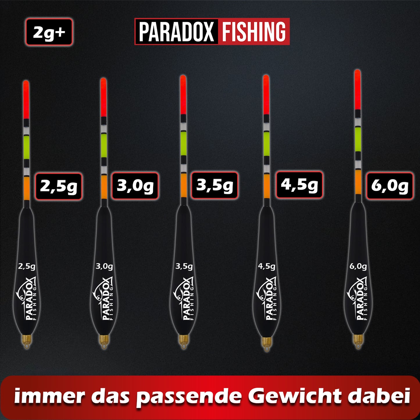 Posen-Set 5 Stück (2,5g-6g) 2g vorgebleit