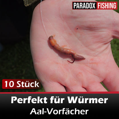 Aal-Vorfächer 10 Stück an Hochleistungsschnur - Wurmhaken