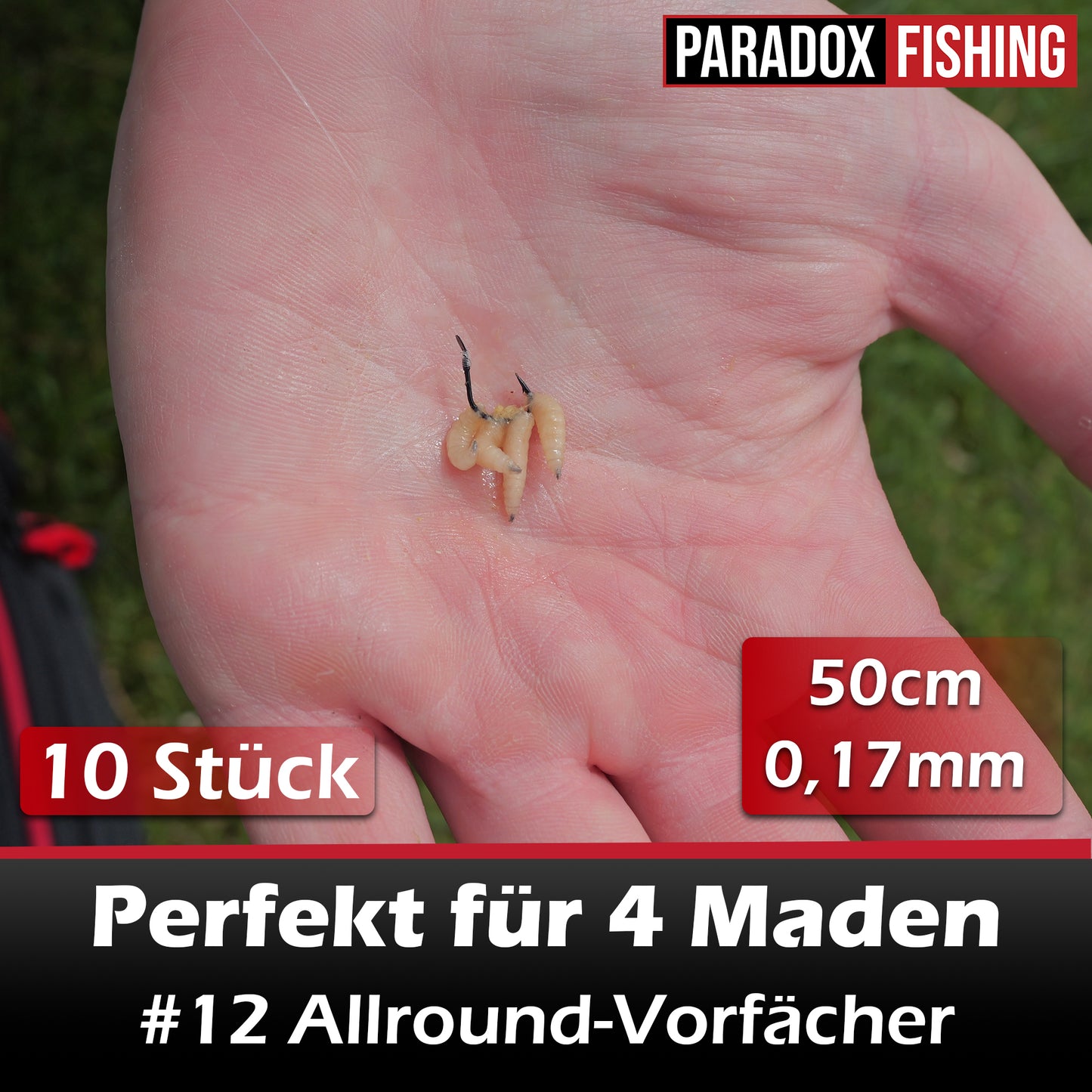 Allround-Vorfächer I Angelhaken mit Vorfach 10 Stück I #2-#16