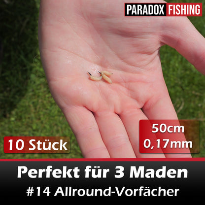 Allround-Vorfächer I Angelhaken mit Vorfach 10 Stück I #2-#16
