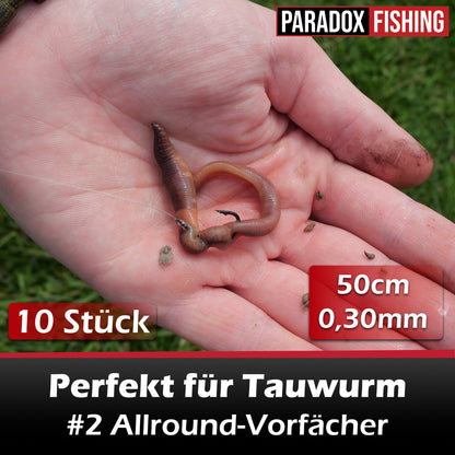 Allround-Vorfächer I Angelhaken mit Vorfach 10 Stück I #2-#16