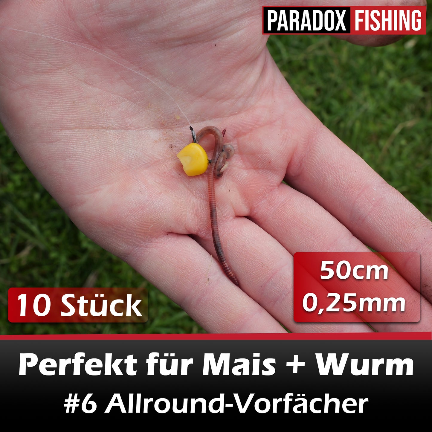 Allround-Vorfächer I Angelhaken mit Vorfach 10 Stück I #2-#16
