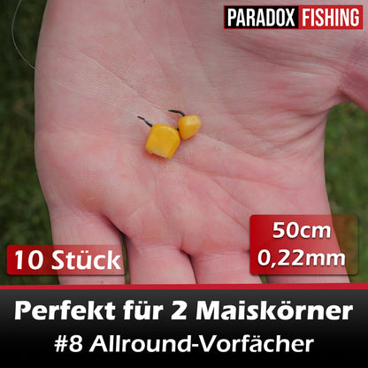 Allround-Vorfächer I Angelhaken mit Vorfach 10 Stück I #2-#16