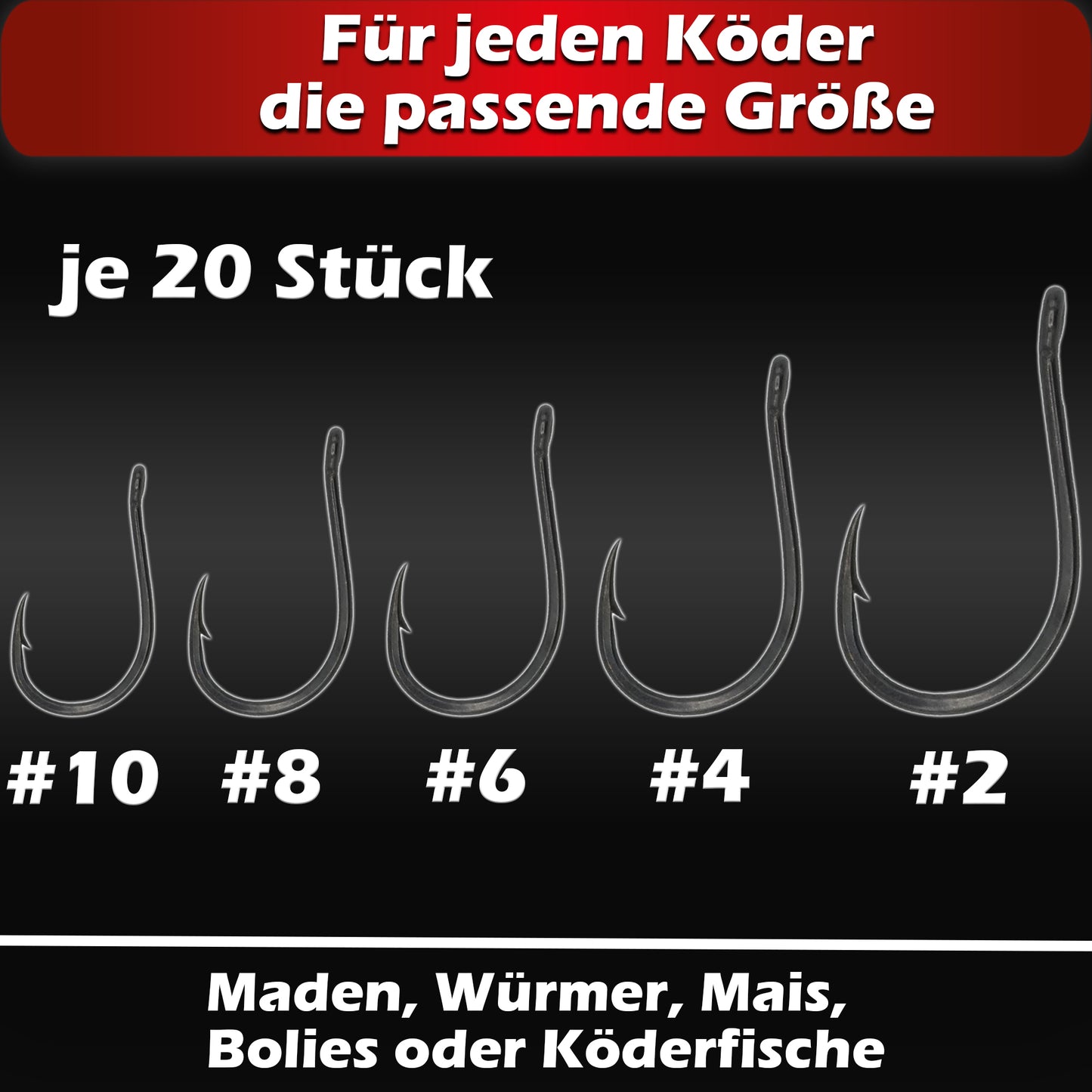 Allround Haken Set #2-#10 mit Öhr 100 Stück