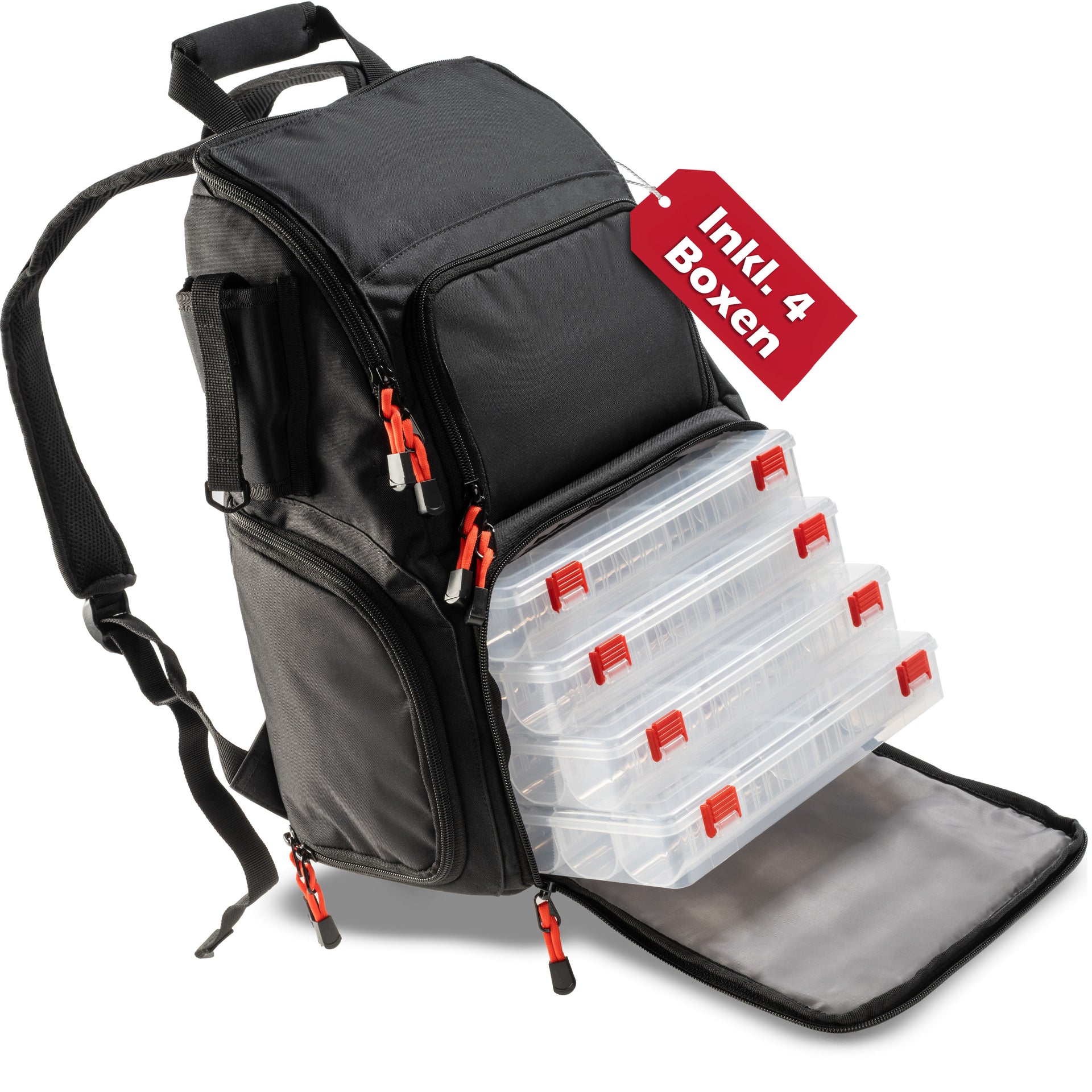 angelrucksack spinnfischen Angelrucksack mit 4 Boxen – Paradox Fishing
