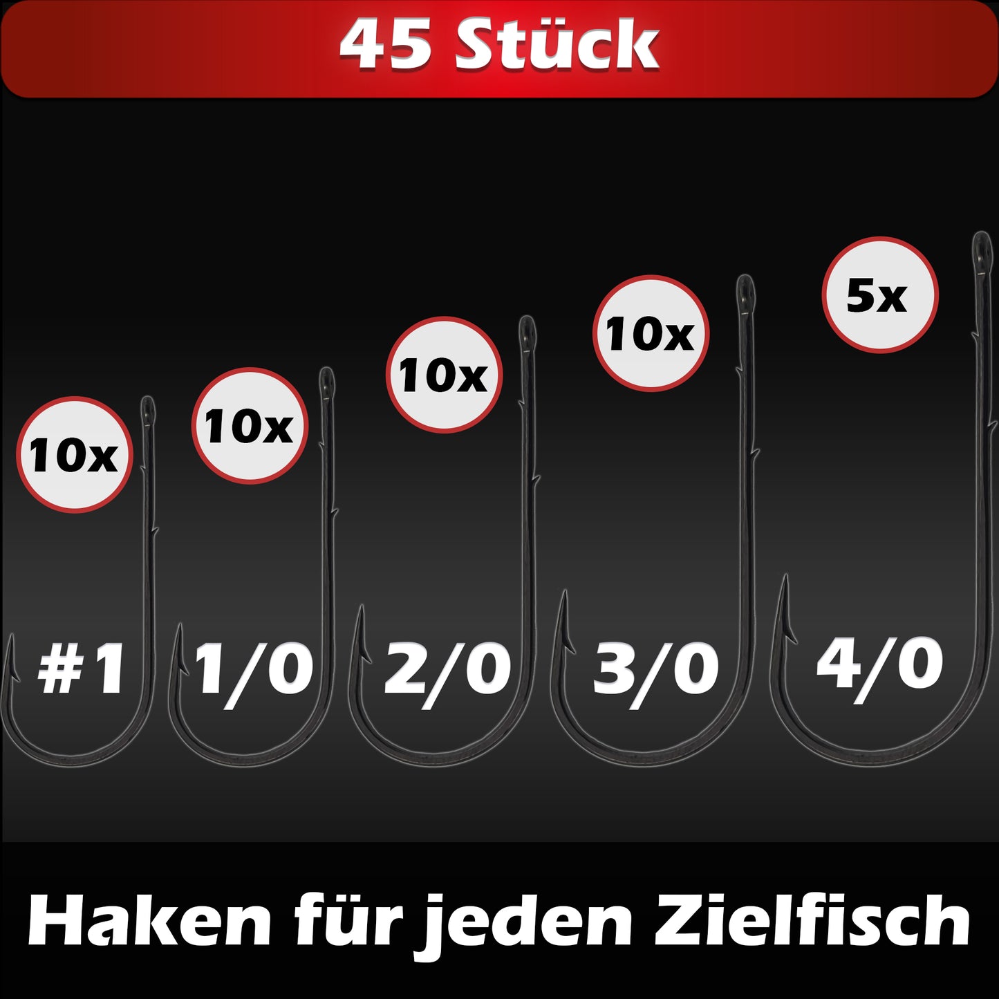 Cheburashka Haken Set #1-4/0 45 Stück