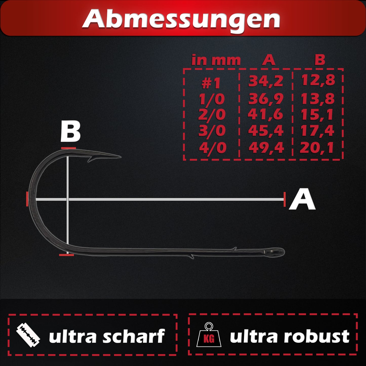 Cheburashka Haken Set #1-4/0 45 Stück