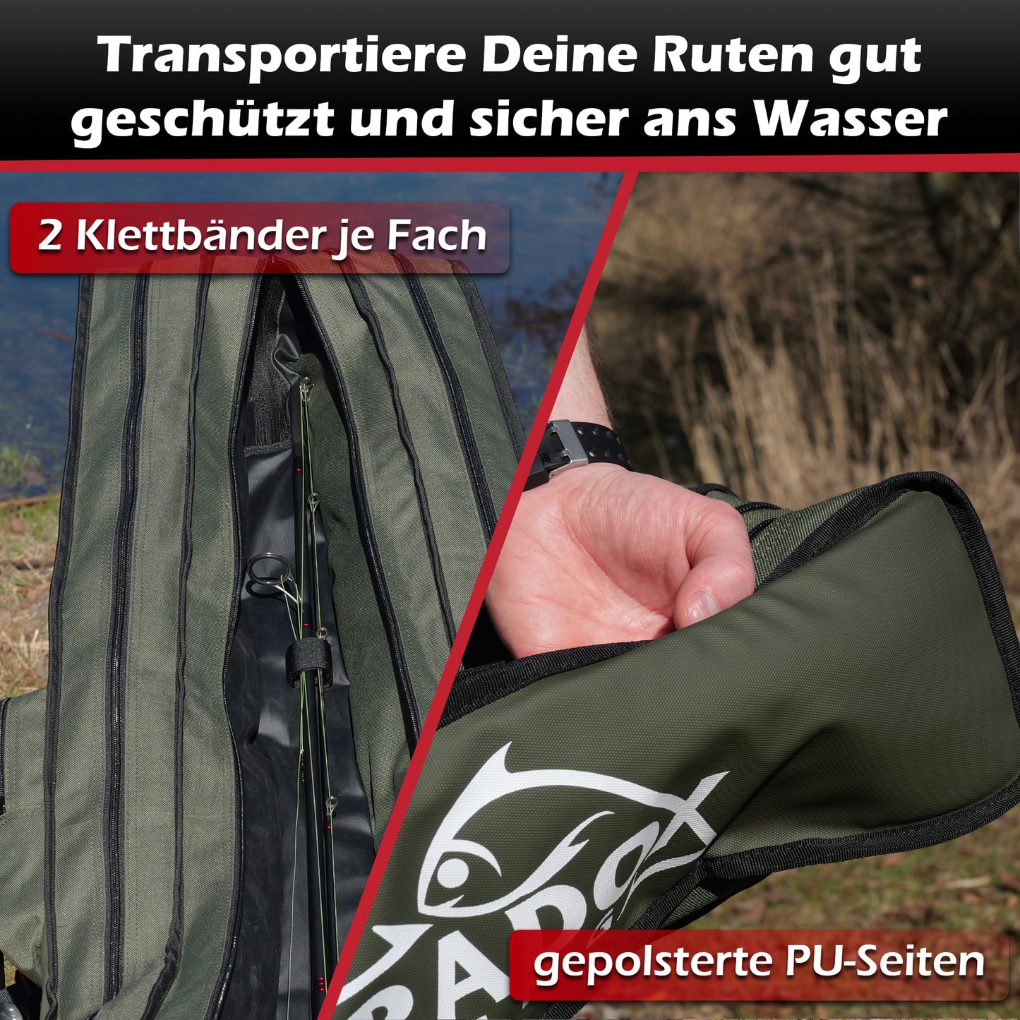 Rutentasche 3/4 Kammern 150cm/160cm/190cm Grün
