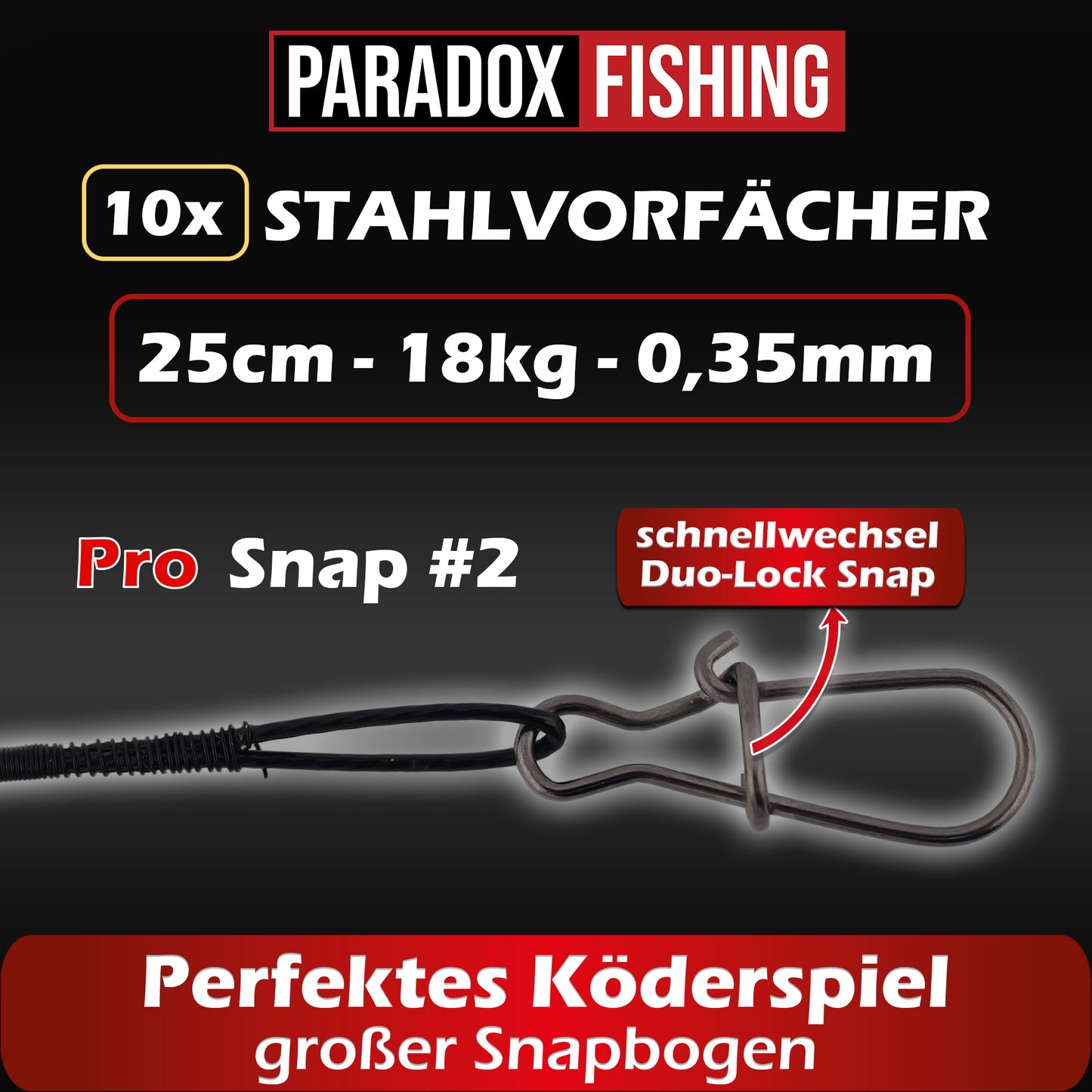 Stahlvorfächer Hecht 10er Set 25cm/40cm 10kg/18kg