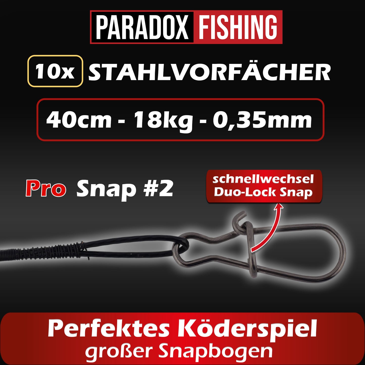 Stahlvorfächer Hecht 10er Set 25cm/40cm 10kg/18kg