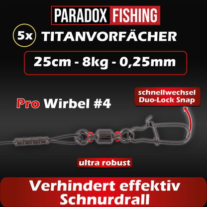 Titanvorfächer 5er Set 25cm/40cm 8kg/12kg/20kg