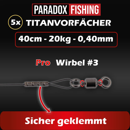 Titanvorfächer 5er Set 25cm/40cm 8kg/12kg/20kg