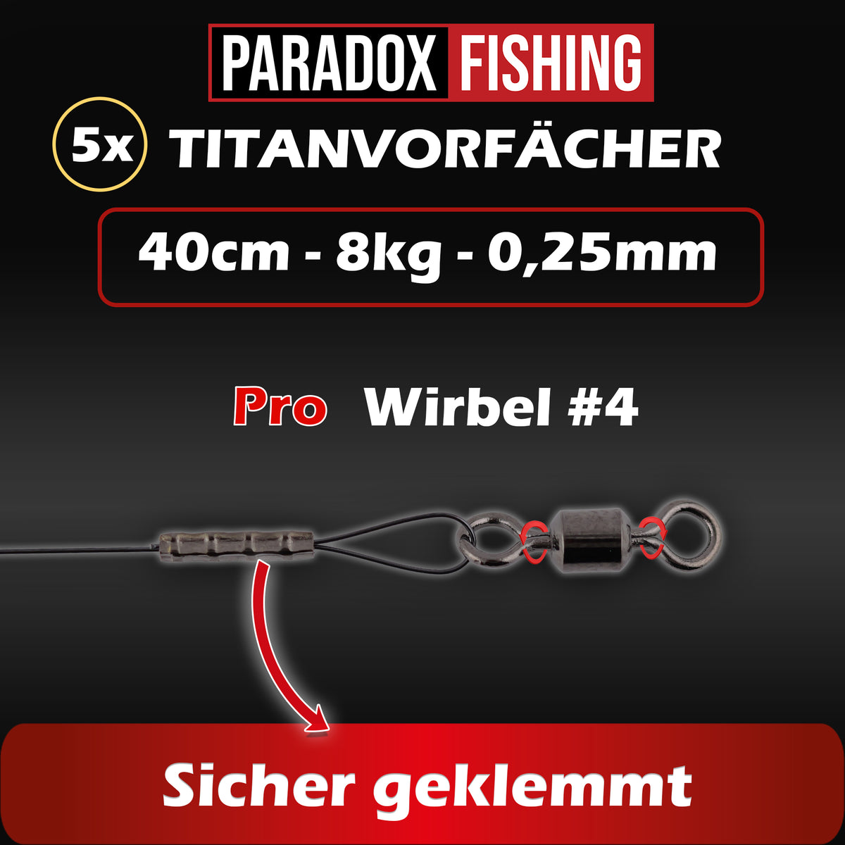 Titanvorfächer 5er Set 25cm/40cm 8kg/12kg/20kg