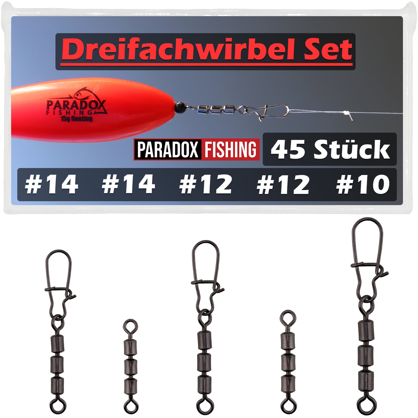 Dreifach Wirbel Set 45 Stück #10-#20