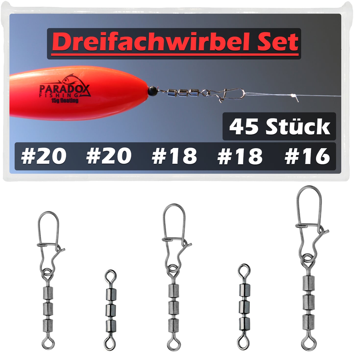 Dreifach Wirbel Set 45 Stück