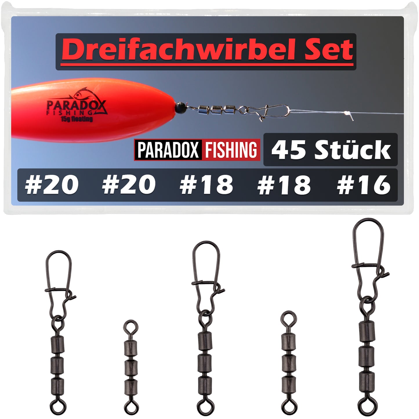 Dreifach Wirbel Set 45 Stück #10-#20