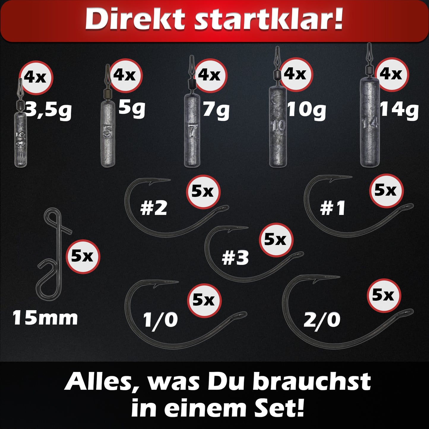 Drop Shot Blei 3,5g-14g / Dropshot Komplett Set
