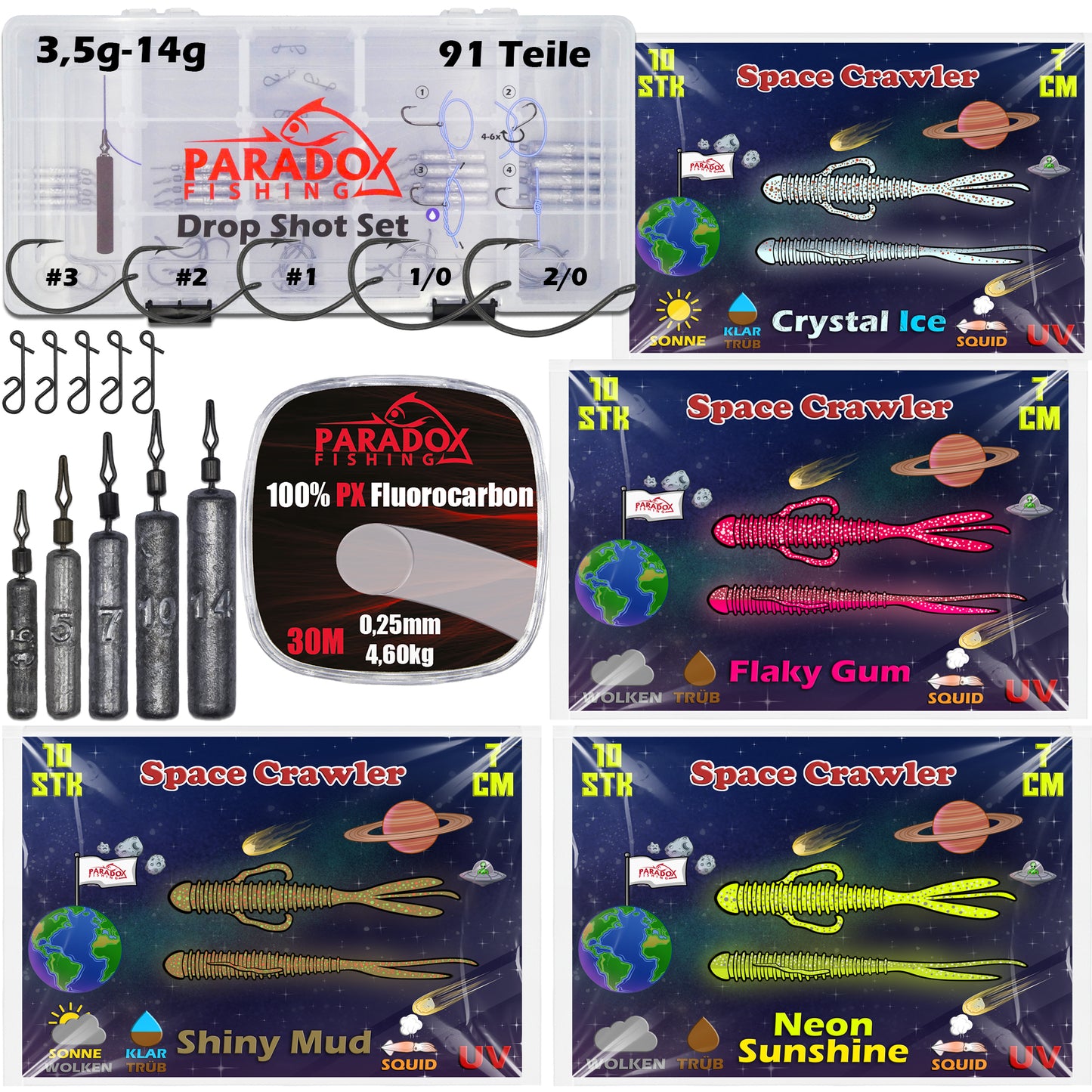 Drop Shot Blei 3,5g-14g / Dropshot Komplett Set