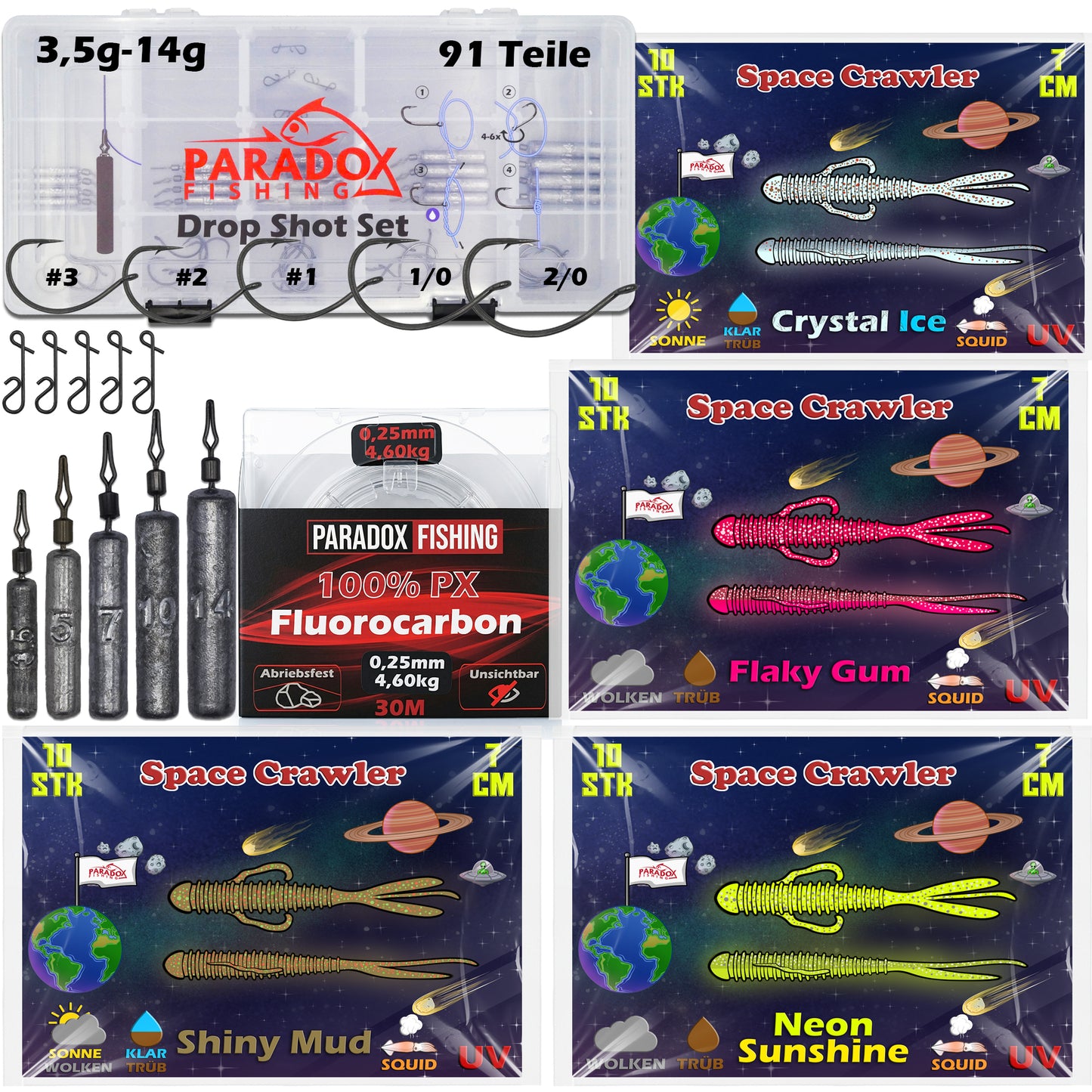 Drop Shot Blei 3,5g-14g / Dropshot Komplett Set