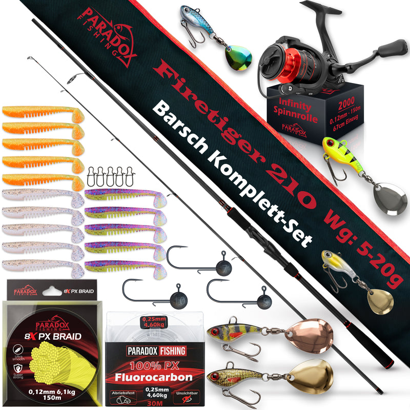 Barsch Komplett Set Firetiger Spinnrute 5-20g + 2000 Rolle