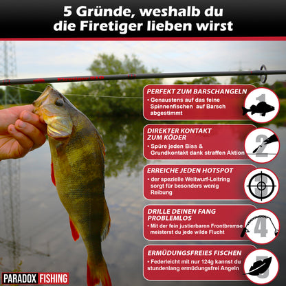 Barsch Komplett Set Firetiger Spinnrute 5-20g + 2000 Rolle