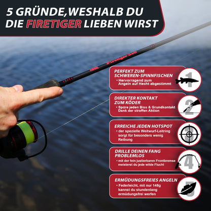 Firetiger Spinnrute 210/240/270 5-20g/15-35g/20-60g mit Infinity Spinnrolle