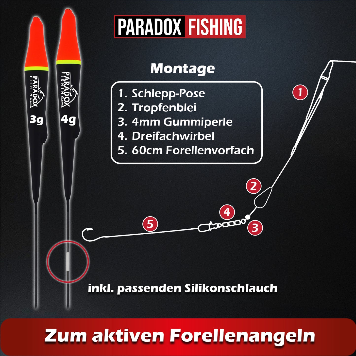 Forellen-Posen-Set 5x zum aktiven & passiven Forellenangeln