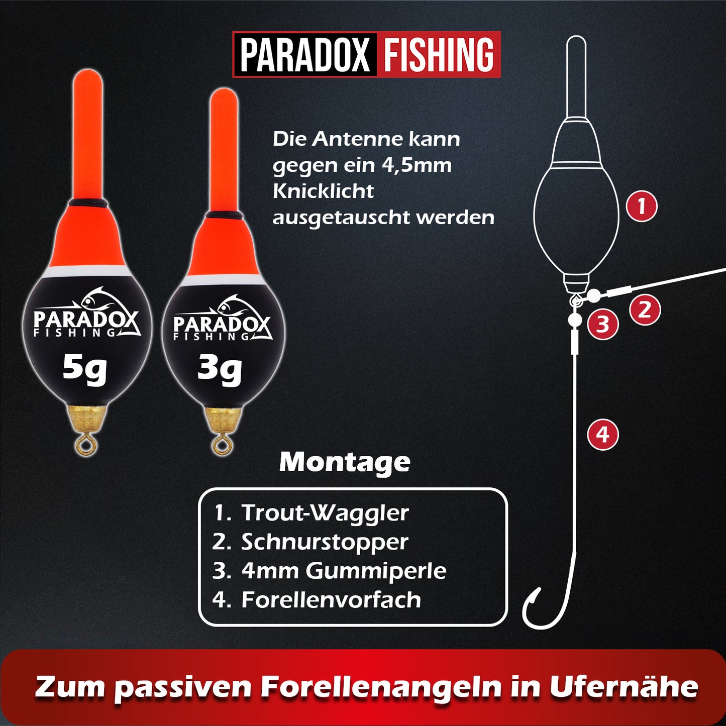 Forellen-Posen-Set 5x zum aktiven & passiven Forellenangeln