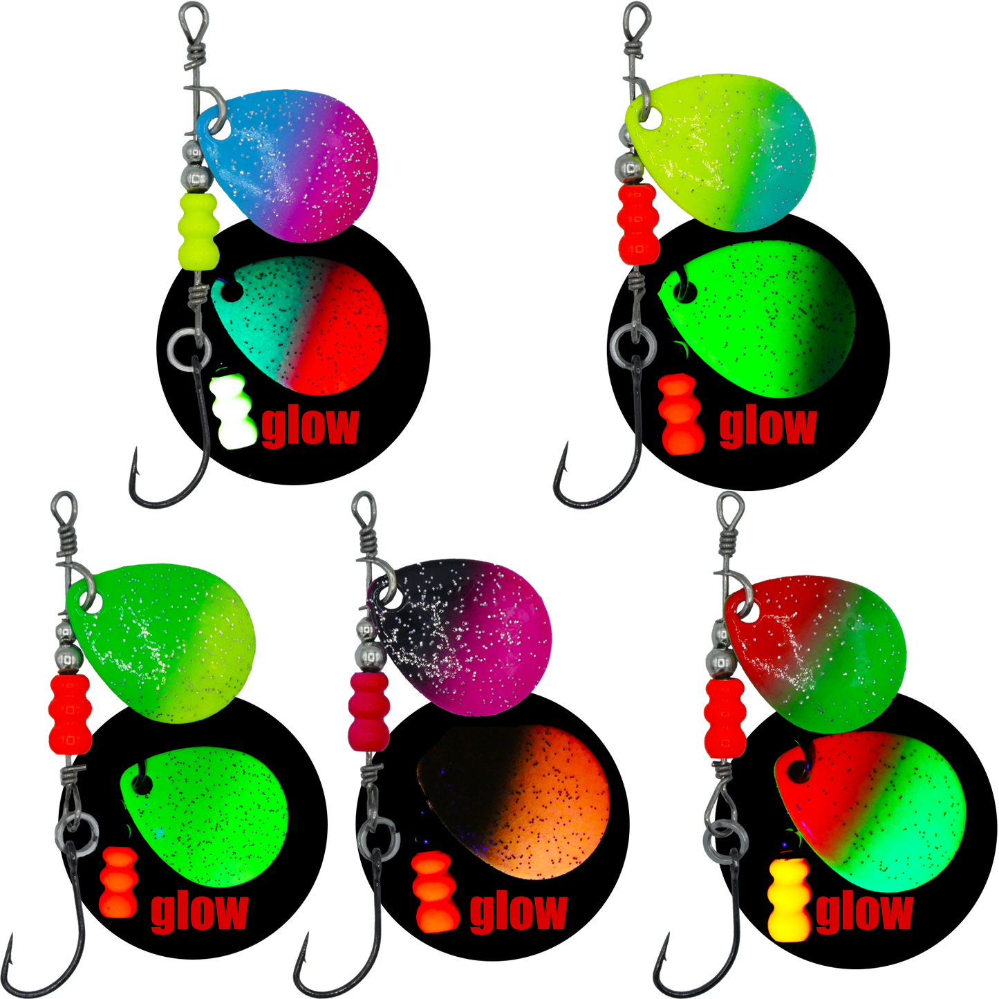 Forellen Glow Spinner Set 2,8g 5 Stück