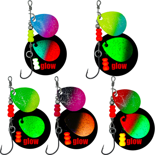 Forellen Glow Spinner Set 2,8g 5 Stück