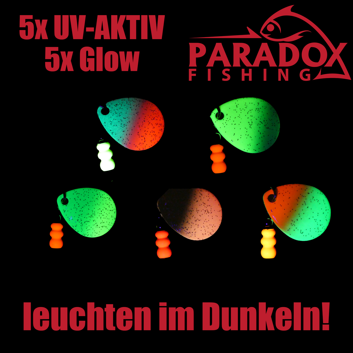 Forellen Glow Spinner Set 2,8g 5 Stück