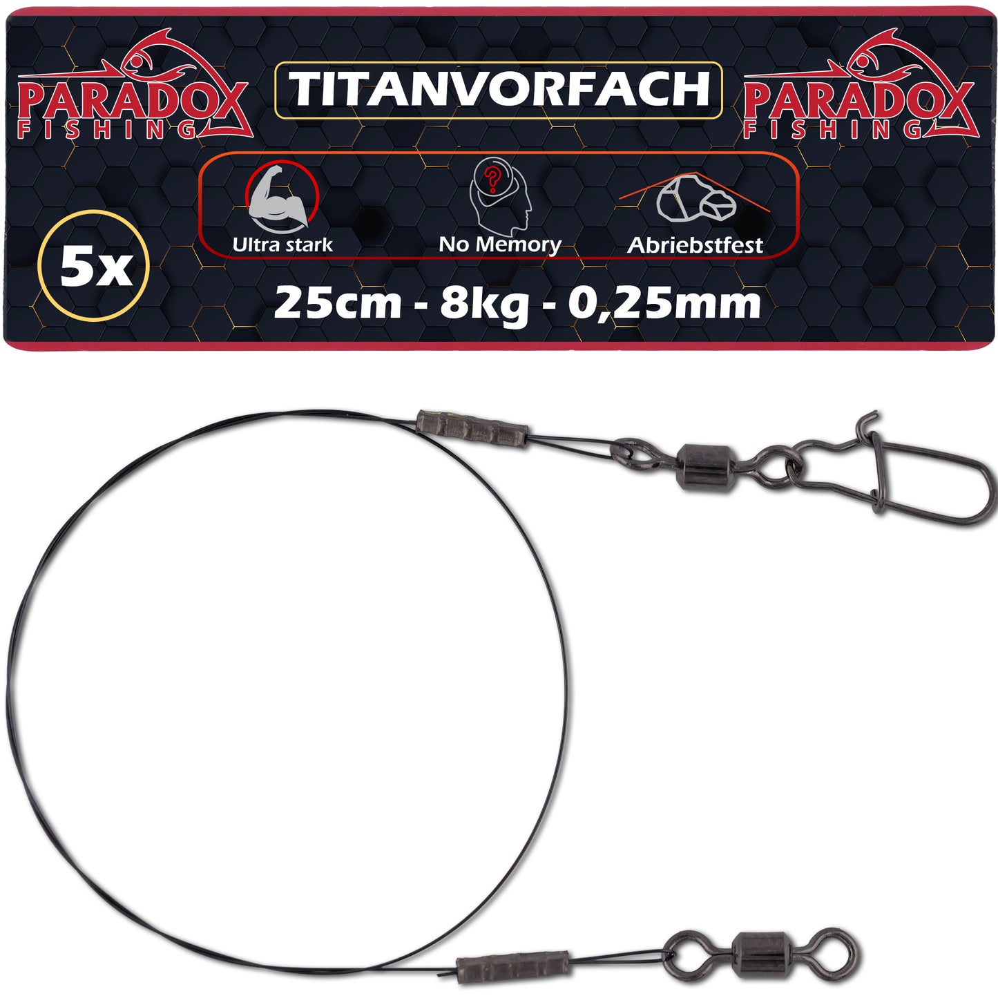 Titanvorfächer 5er Set 25cm/40cm 8kg/12kg/20kg