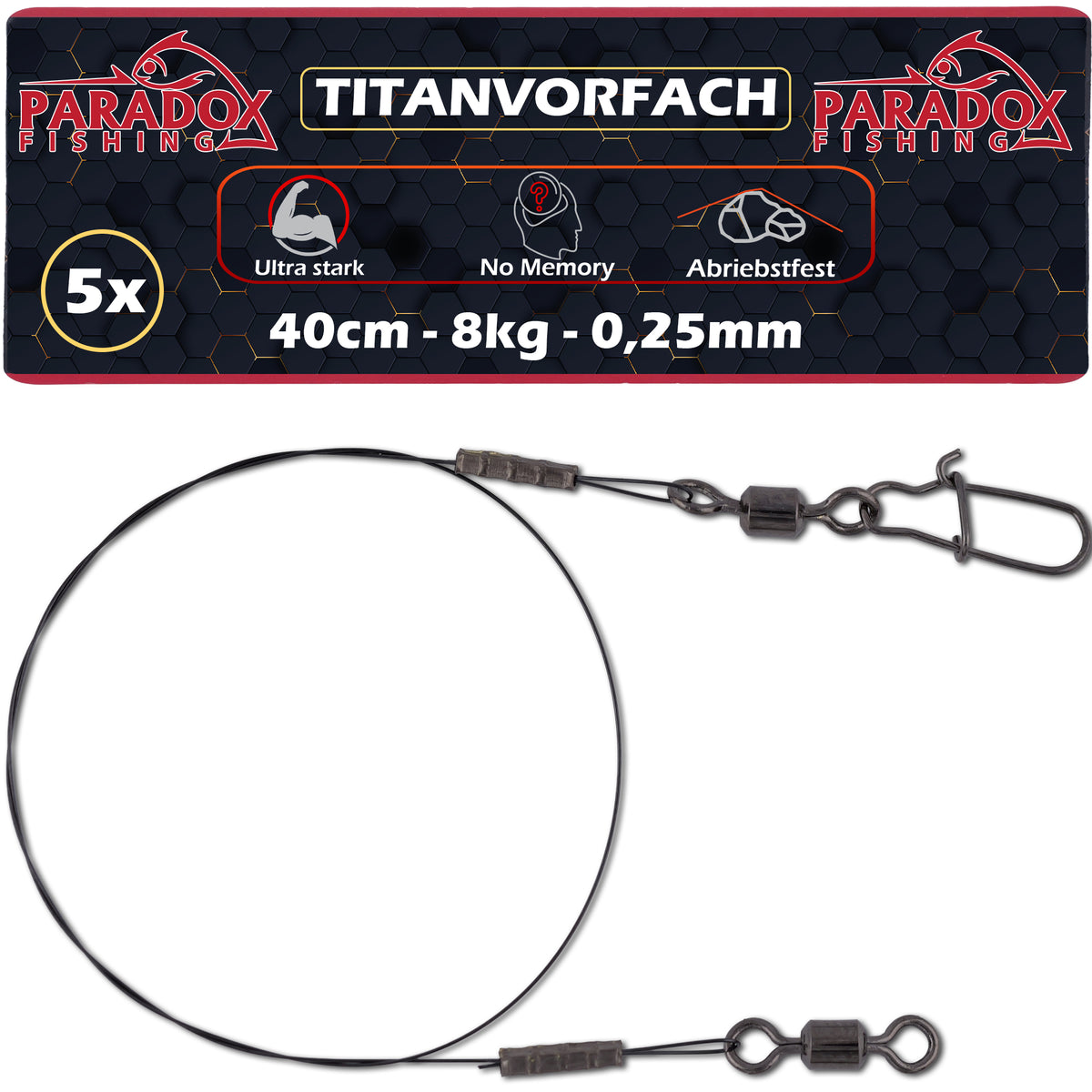 Titanvorfächer 5er Set 25cm/40cm 8kg/12kg/20kg