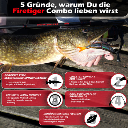 Hecht Komplett Set Firetiger Spinnrute 20-60g + 4000 Rolle