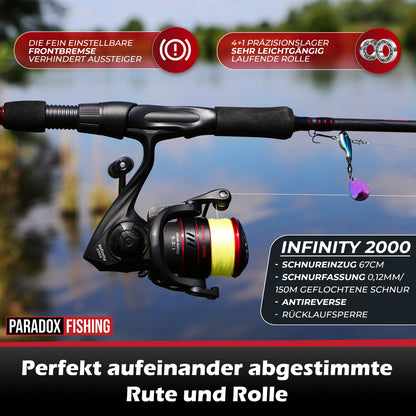 Barsch Komplett Set Firetiger Spinnrute 5-20g + 2000 Rolle