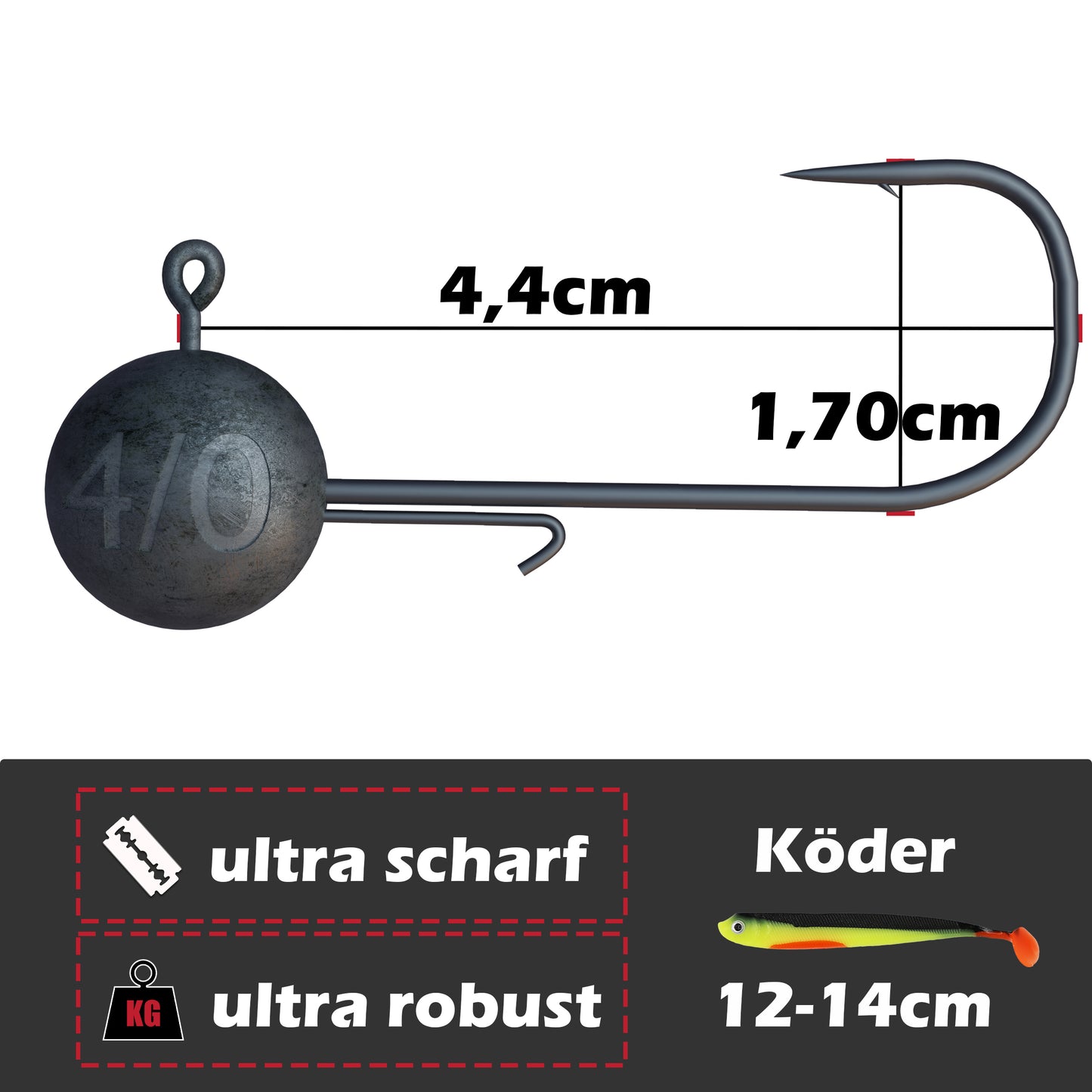 Jigköpfe 4/0 5g-28g mit Baitholder
