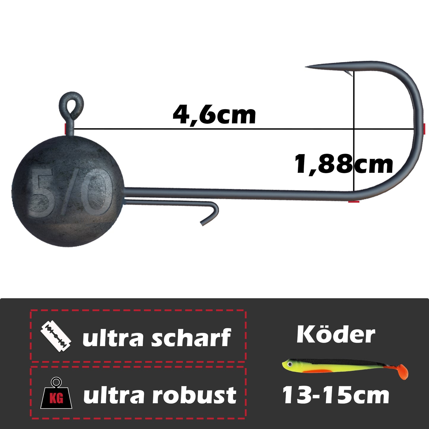 Jigköpfe 5/0 7g-18g mit Baitholder