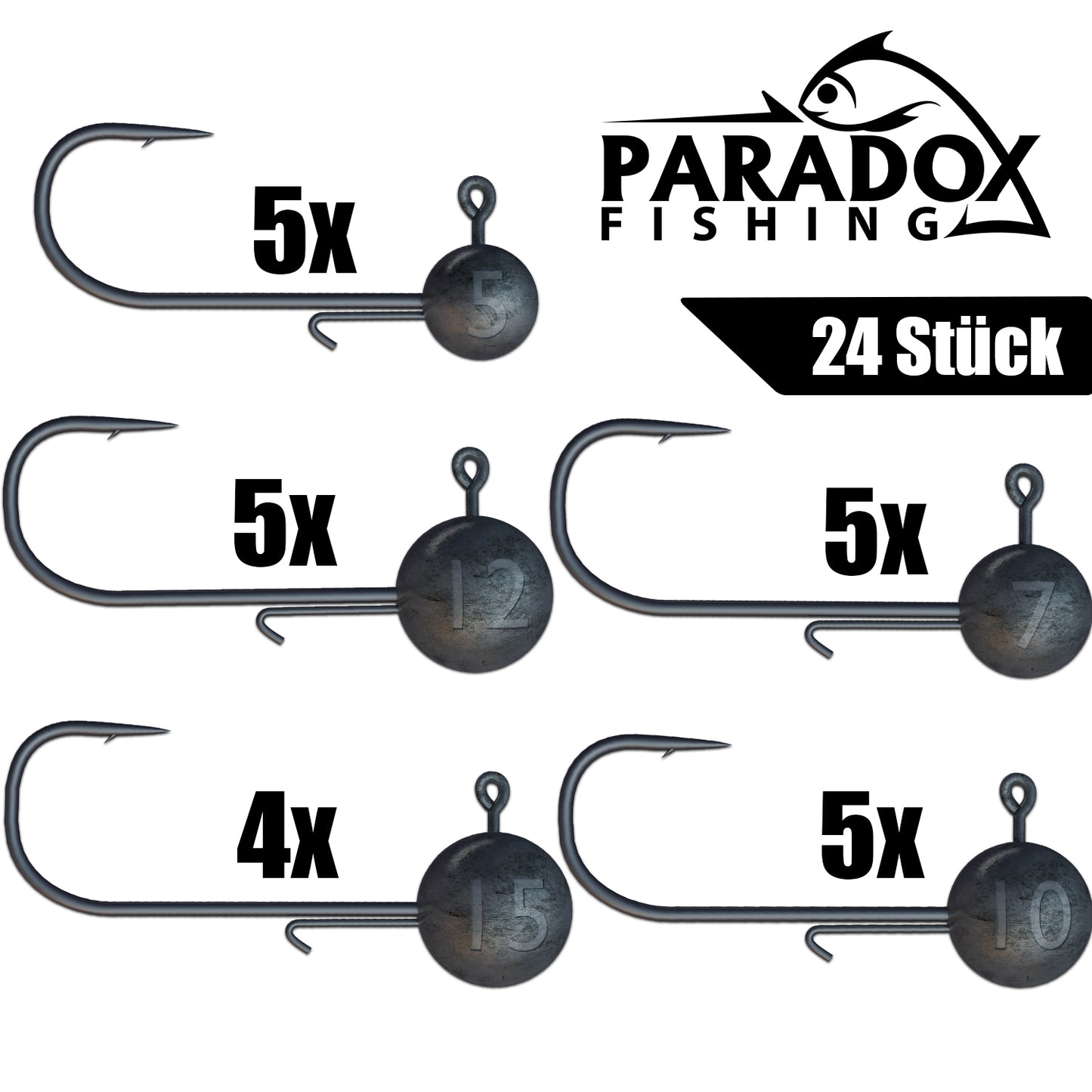 Jigköpfe Set 2/0 3/0 4/0 5-15g 24 Stück