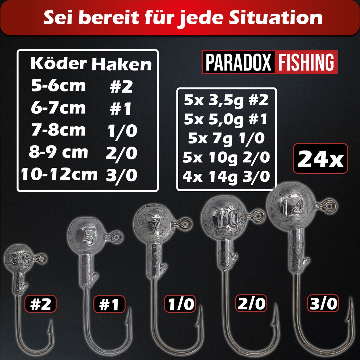 Jigköpfe #2-3/0 24 Stück